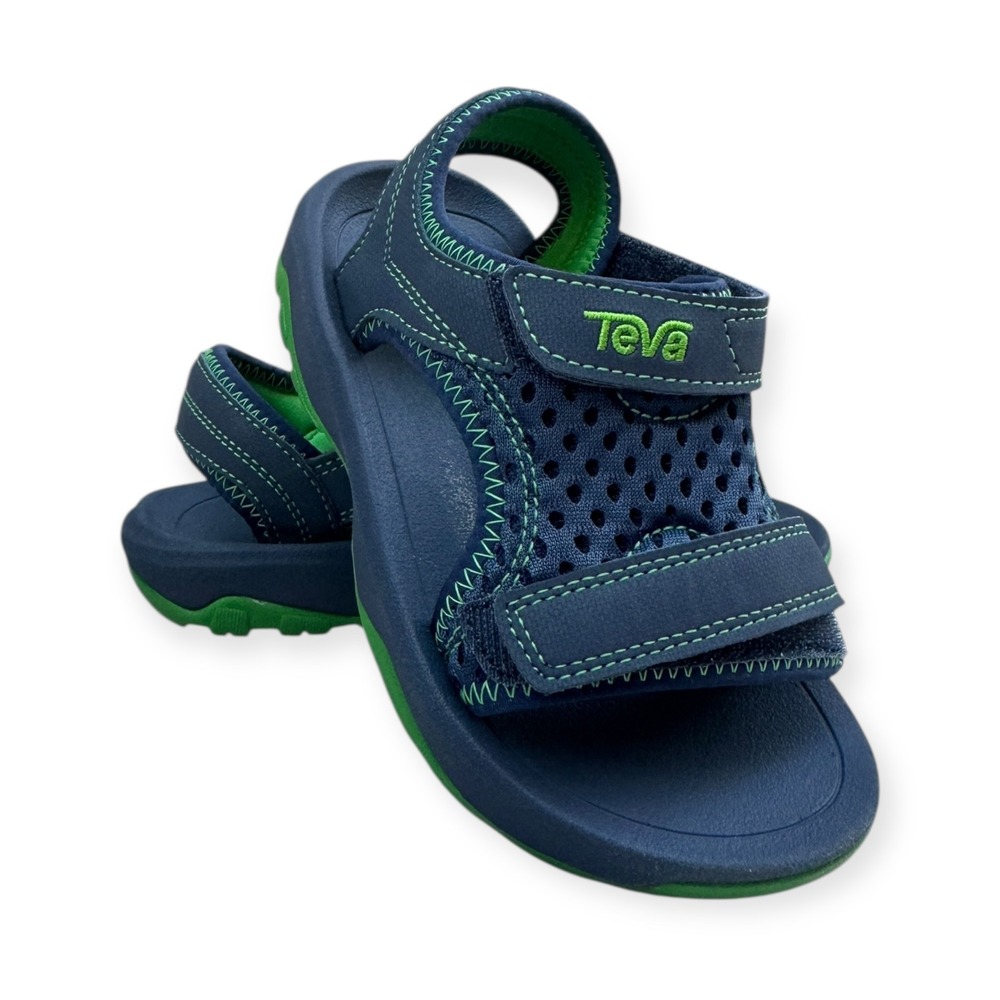 Teva Kids Navy Blue Green Sport Sandals Hook and Loop Adjustable Size 11